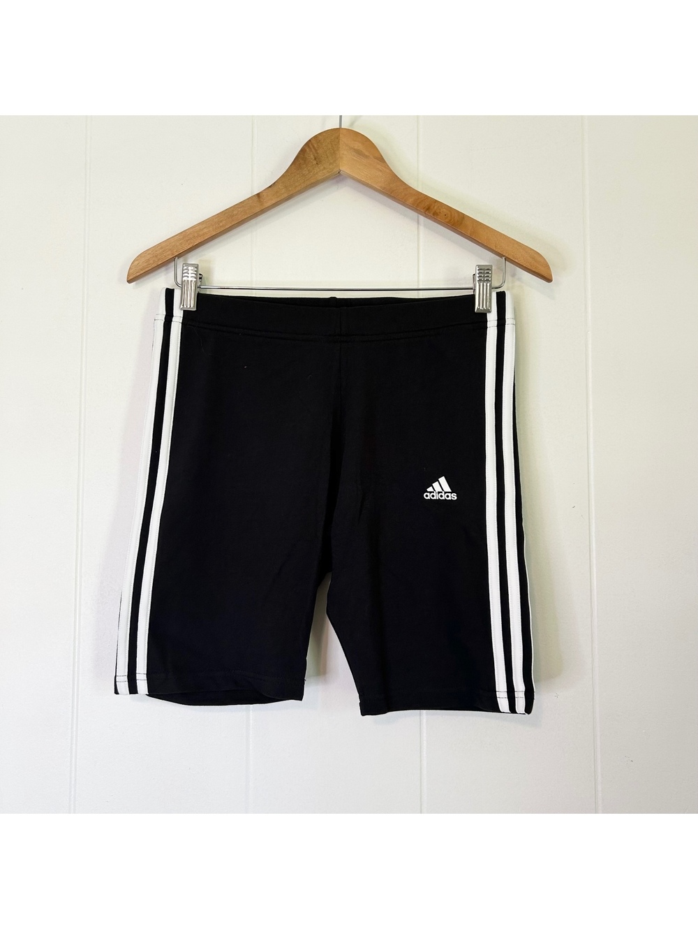 Adidas 3 Stripe Black & White Active Workout Biker Shorts Women's Medium